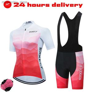 Conjuntos de jersey de ciclismo RXKECF Verano para mujer Ciclismo Jersey Bib Shorts Conjuntos Desgaste Kits de ropa de bicicleta de carreras Finino Bicyc Ropa Trajes Montar Q231107