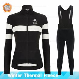 Cycling Jersey sets Salexo winterfiets kleding vrouwen thermische fleece set sport fiets mtb rijbibbroek warm 221201