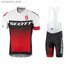 Wielershirtsets SCOTT Fietswielrenshirt Set Heren Zomer Kort Seve Berguniform Ropa Ciclismo Fietsen Maillot Fietskledingpak Q231107