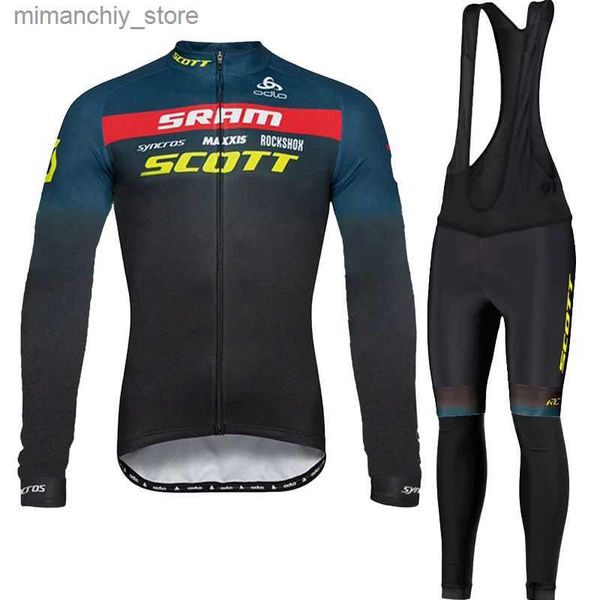 Conjuntos de jersey de ciclismo SCOTT Bike Jersey Conjunto de babero de ciclismo largo Ropa de otoño Hombres Ropa Seve Bicyc Hombre Otoño Hombre g 2023 Traje Sve Maillot Q231107