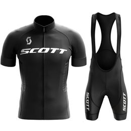 Radfahren Jersey Sets Scott Pro Fahrrad Team Kurzarm Maillot Ciclismo Herren Sommer Atmungsaktive Kleidung Anzug 230717