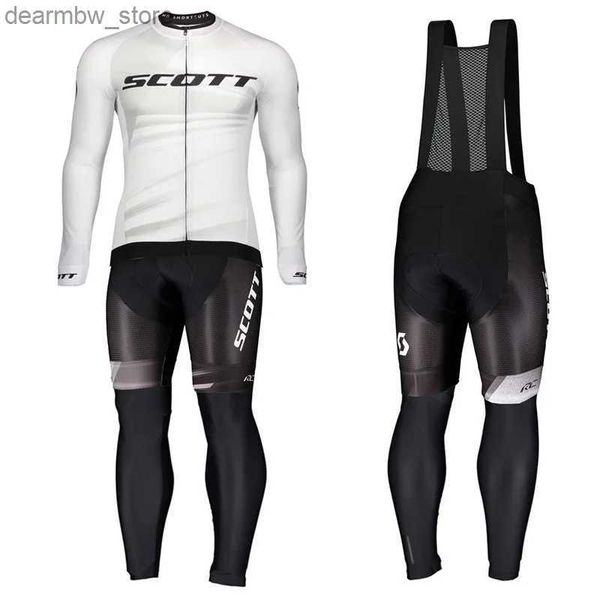 Jersey de cyclisme définit Scott Team Spring Long Cycling Jersey sets Breathab Long Seve Spring New Mens Mtb Bicyc Clothing cosits Roupa Ciclismo L48