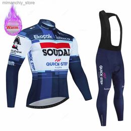 Soudal Quick Step hommes hiver cyclisme Jersey ensemble thermique Fece 2023 vêtements Mountian vélo Bicyc vêtements Ropa Maillot Ciclismo Q231107