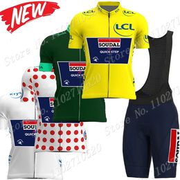 Ensembles de maillots de cyclisme Soudal Quick Step Team TDF Ensemble de maillots de cyclisme Vert Jaune Vêtements Chemises de vélo de route Costume Cuissard à bretelles VTT Ropa 230626