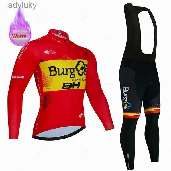 Conjuntos de camisa de ciclismo Espanha BH Burgs Pro Conjunto de camisa e calças de ciclismo para homens MTB Roupas de bicicleta de lã térmica Roupas de bicicleta de inverno WearL240108