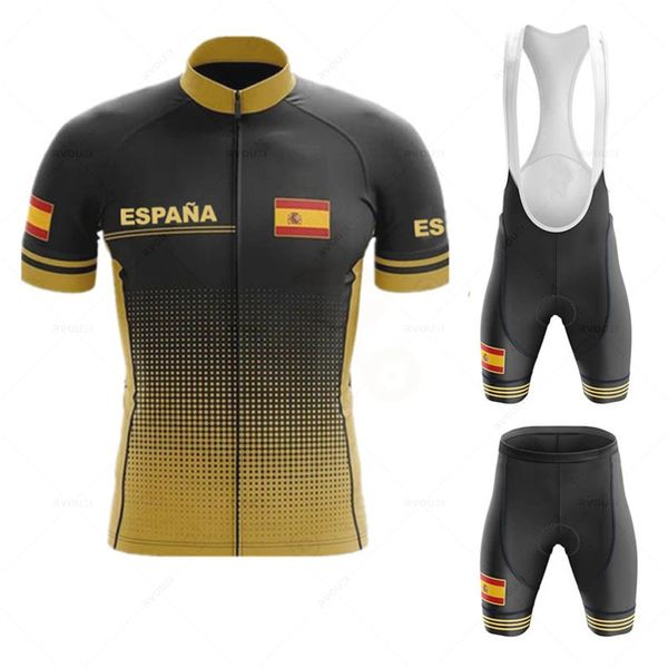 Conjuntos de camisa de ciclismo espanha equipe 19d conjunto bib bicicleta roupas ropa ciclismo roupas dos homens curto maillot culotte ciclismo 231127