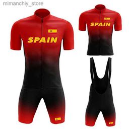 Cycling Jersey Sets Espagne équipe cyclisme Maillot ensemble 2022 été hommes court Seve vtt sport cyclisme vêtements Bicyc Maillot Ropa Ciclismo Hombre costume Q231107