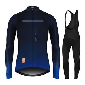 Wielertrui Sets Spanje Team Lange Mouwen Set Bib Broek Ropa Ciclismo Fiets Kleding MTB Fiets Uniform Mannen Kleding 230807