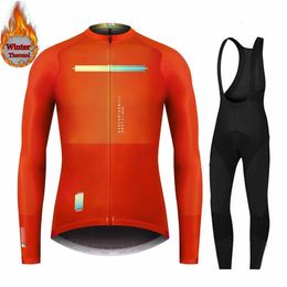 Maillot de cyclisme Ensembles Espagne Hiver Thermique Polaire À Manches Longues Hommes Ropa Ciclismo VTT Vêtements Bib Pants 221201