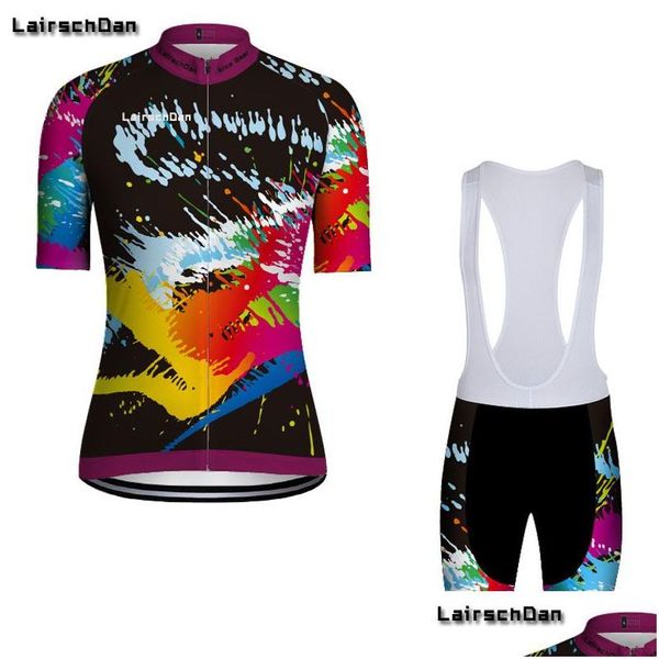 Sptgrvo Lairschdan Pro Team Femmes Été Respirant Manches Courtes Maillot De Cyclisme Kit Ropa Maillot VTT Vélo Clot Dhjoh