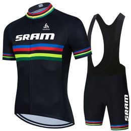 Wielertrui Sets SRAM jersey Heren Kleding Zomer Korte Mouw Mtb Pak Fiets Kleding Ropa Ciclismo Hombre 230801