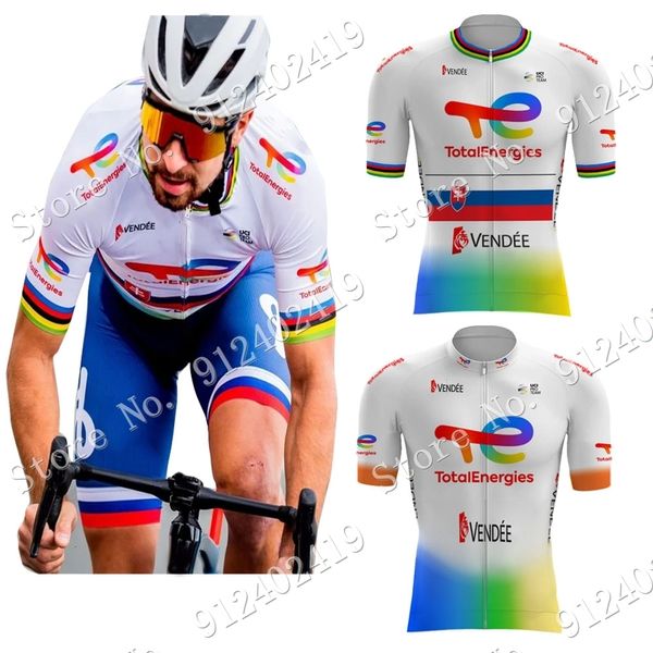 Ensembles de maillots de cyclisme Suit Total Energies Maillot de cyclisme Peter Sagan Set manches courtes Slovaquie Vêtements Chemises de vélo de route Suit VTT Wear Ropa 230712