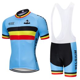 Wielertrui Sets Zomer 2023 België Team 20D Gel Bike Shorts Bib Set Ropa Ciclismo Heren MTB Sneldrogende Fiets Maillot Kleding 230614