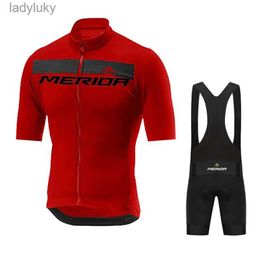 Ensembles maillot de cyclisme Maillot de cyclisme d'été ensemble à manches courtes MERIDA Maillot Ropa Ciclismo respirant montagne rapha vêtements de vélo vtt Cycle ClothesL240108