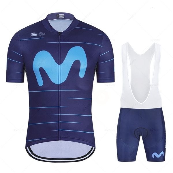 Cycling Jersey Sets Été Movistar Pro équipe cyclisme maillot ensemble vtt vélo vêtements costumes cuissard vélo vêtements Uniforme Ciclismo Hombre 230830