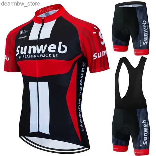 Jersey à vélo ensembles Sunweb Jersey Pantalon pour hommes cyclistes BICYCS 2024 Bib Vêtements Sports Kit de vélo de route Uniform Uniform Blouse Blouse Bicyc Equipment Man L48