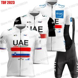 Wielertrui Sets TDF VAE Team Set Korte Mouw Tadej Pogacar Kleding Racefiets Shirts Pak Shorts MTB Maillot Culotte 230712