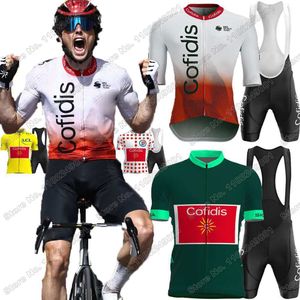 Wielertrui Sets Team Cofidis Frankrijk TDF Set Groen Geel Wit Rood Polka dot Kleding Victor Lafay Heren Bike Shirts 230706