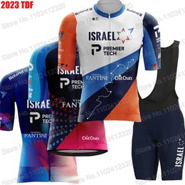 Wielertruisets Team Israël Frankrijk Tour Wielertrui Set Korte mouw TDF Kleding Racefiets Shirts Pak Fietsbroek MTB Maillot 230901