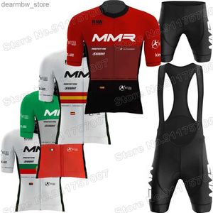 Cycling Jersey Sets Team MMR 2022 Cycling Jersey Set Spanje Itlay Champion Cycling Clothing Road Bike Shirts Pak Bicyc Bib Shorts Maillot L48