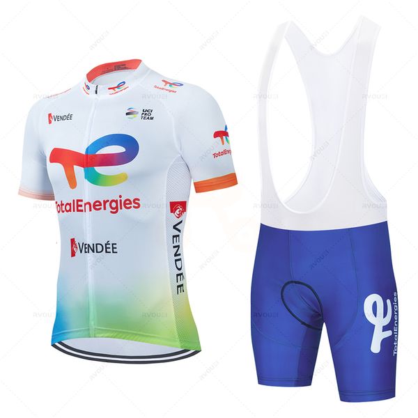 Ensembles de maillots de cyclisme Total Energies Set Vêtements d'été Chemises de vélo de route Costume Cuissard à bretelles VTT Maillot Culotte 230801