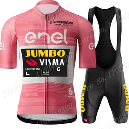 Cycling Jersey Sets Tour de Italy Jumbo Visma Team Cycling Jersey Set Short Sleeve Clothing Mens Italia Bike Shirts Pak Bicycle Bib Shorts MTB 230823