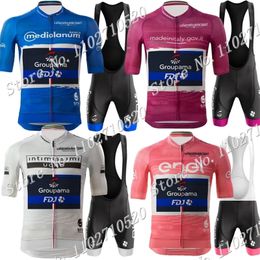 Wielertrui Sets Tour De Italy Team Roze Set Korte Mouw Kleding Heren Racefiets Shirts Pak Fiets Bib Shorts MTB Ropa 230706