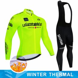 Cycling Jersey Sets Tour of Italy Warm Winter Thermal Fleece Cycling Jersey Sets Men Outdoor Riding MTB Ropa Ciclismo Bib Pants Set Cycling Clothing 23022444