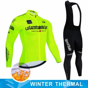 Ensembles de maillots de cyclisme Tour d'Italie Ensembles de maillots de cyclisme en polaire thermique d'hiver chauds pour hommes