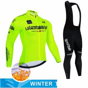 Wielertrui Sets Ronde Van Italië Warm Winter Thermisch Fleece Heren Outdoor Rijden Mtb Ropa Ciclismo Bib Broek Set Kleding 221125 Drop D Dhpdw