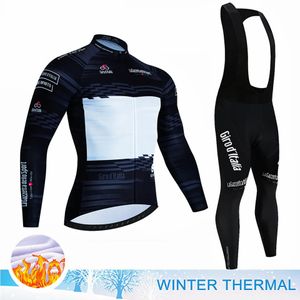 Wielrenshirtsets Ronde van Italië Warm Winter Thermisch Fleece Wielrenshirtsets Heren Outdoor Rijden MTB Ropa Ciclismo Bib-broekset Wielerkleding 231011