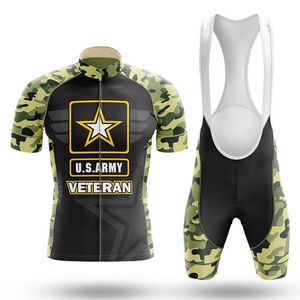 Cycling Jersey stelt het Amerikaanse leger Veteraan Cycling Set Bib Shorts Bike Jersey Bicycle Shirt Kleed Slede Kledingcyclus bergafwaarts MTB Mountain Suit 230815