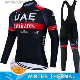 Jersey cycliste définit les EAU Cycling Fece Jersey rétro d'hiver thermique Terme Homme Vêtement