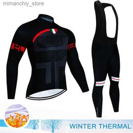 Wielertrui Sets Warm 2024 Winter Thermische Uitwerpselen Fietskleding Heren Jersey Pak Outdoor Fietsen MTB Kleding Bib Broek Set Ropa Maillot Ciclismo Q231107