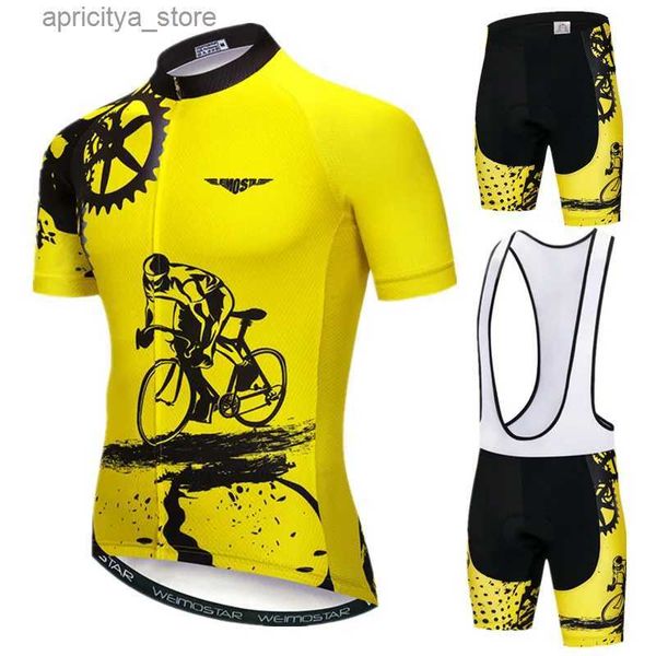 Jersey de cyclisme sets weimostar 2024 Pro Team Jersey Cycling Set Hen Mountain Bike Clothing Summer Mtb Bicyc Wear Discing Anti-UV Cyling Clothing L48