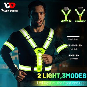 Radtrikot-Sets WEST BIKING Reflektierende Sicherheitsweste Elektroroller Blinkende USB-wiederaufladbare LED Laufen Joggen Angeln 230801