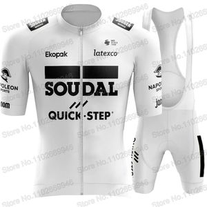 Maillot de cyclisme ensembles blanc Soudal Quick Step Team Set manches courtes TDF vêtements hommes vélo chemises costume vélo cuissard MTBRopa 230712