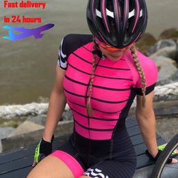 Ensembles de maillots de cyclisme Ensemble de body de vélo à manches courtes pour triathlon professionnel pour femmes Conjunto Femino Ciclismo Ensemble de body gel Pad 230414