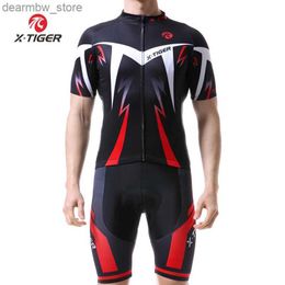 Jersey de cyclisme ensemble X-Tiger Cycling Set Summer Cycling Jersey Set Bike Cyling Clothing Breathab Mtb Bicyc Sportswear Suit Men Cycling Clothes L48