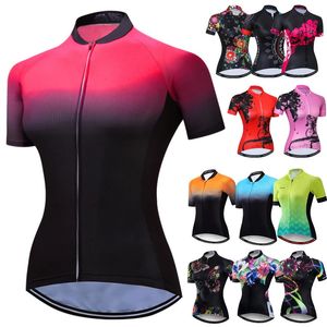 Maillot de cyclisme femmes dames fille à manches courtes VTT Dirt Bike chemise vêtements de montagne route vélo hauts vêtements veste de course 240307