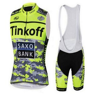 Maillots de cyclisme ensembles Tinkoff vélo t-shirt sans manches équipe gilet vêtements de sport en 07087221080