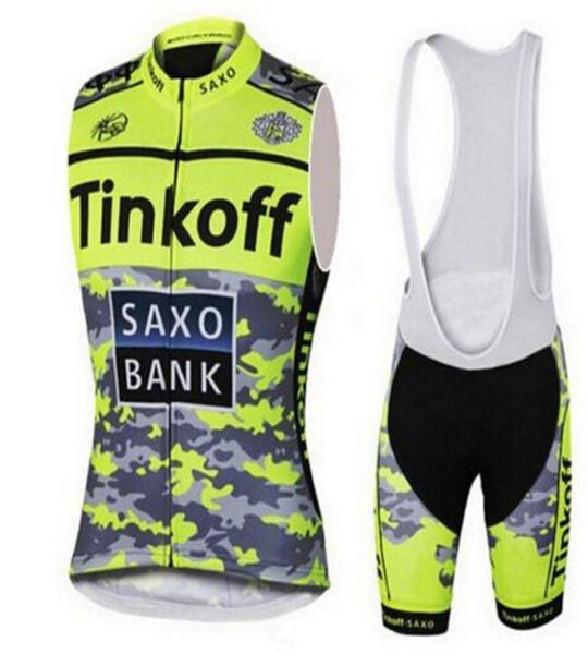 Maillots de cyclisme ensembles Tinkoff vélo t-shirt sans manches équipe gilet vêtements de sport en 07084107837