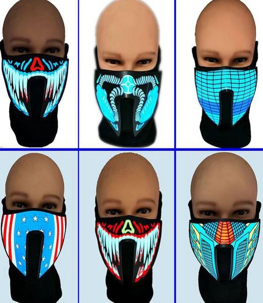 Masques de cyclisme Costume de masque activé Sound Light Up Halloween Party Luminous Voice Control Mask for Party Cosplay KKA80468598616