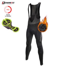 Pantalon De Cyclisme DAREVIE Collants À Bretelles De Cyclisme Hiver Imperméable Coupe-Vent Thermique Polaire Gel Pad Cyclisme Cuissard Warm Up Pantalon De Vélo Hommes 230306