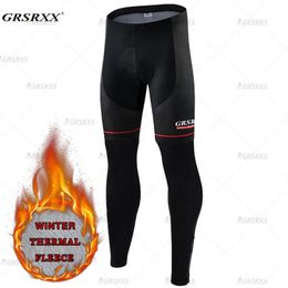 Fietsbroek GRSRXX Fietsbroek Winter Fleece Thermische Fietsbroek Heren Fietsen Bib Broek Winddicht Lange fietsbroek met 5D GEL gevoerd 231216