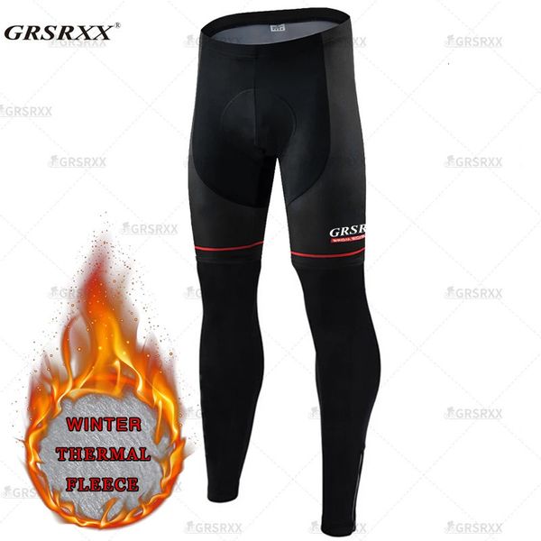 Cycling Pants GRSRXX pantalons de cyclisme hiver polaire thermique collants de cyclisme hommes cyclisme bavoir pantalon coupe-vent vélo pantalons longs avec 5D GEL rembourré 231216