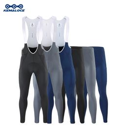 Pantalones de ciclismo KEMALOCE Ciclismo Pantalones largos Hombres Otoño Azul Gris Gel Pad Reflectante Bike Bib Pantalones Transpirables Pantalones de bicicleta con bolsillo trasero 231202