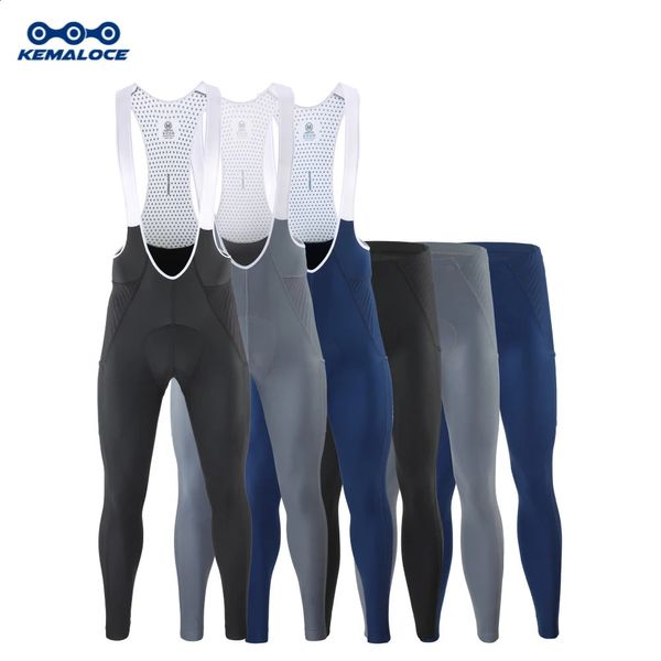 Pantalon de cyclisme KEMALOCE Long hommes automne bleu gris Gel Pad réfléchissant vélo bavoir respirant pantalon de vélo avec poche arrière 231030