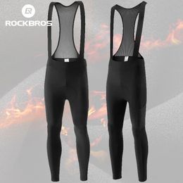 Cyclisme Pantalon ROCKBROS hiver vélo bavoir pantalon hommes femmes 3D coussin rembourré cyclisme complet pantalon polaire plus chaud route sport vélo pantalon 231216