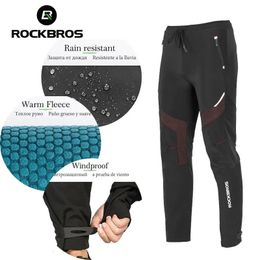 ROCKBROS Winterfietsbroek Heren Fleece Sport Reflecterende broek Warm houden Thermische Fiets Mtb-broek Hardloopkleding 231216